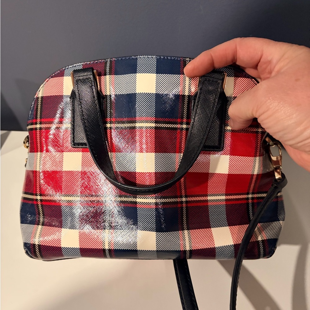 Kate Spade Red and Navy Plaid Satchel - Picture 3 of 8